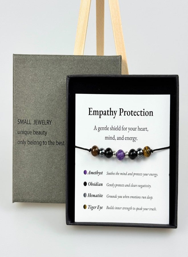 TLOEP Empathy Protection Crystal Bracelet - Natural Healing Stones for Anxiety Relief & Emotional Support - Amethyst Hematite Tiger Eye Obsidian Beaded Jewelry for Women Men - Image 5